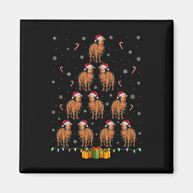 Íman Camel Santa Hat Xmas Luzes Homens Mulheres Natal T (Frente)