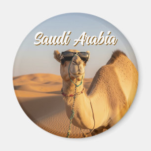 Íman Camelo com óculos escuros Viagem da Arábia Saudita