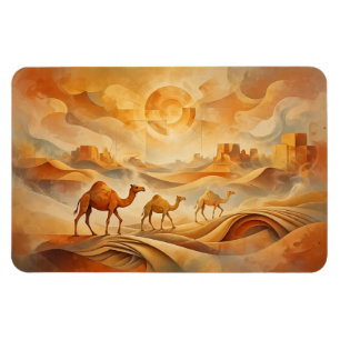 Íman Camelos do Deserto ao Nascer do Sol Areias Mutante