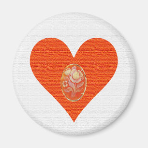 Íman Cameo Dourado e Laranja Vintage