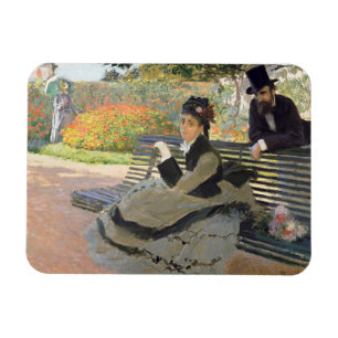 Íman Camille Monet sobre um Bench Claude Monet