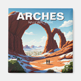 Íman Caminhando de inverno em Moab Utah Arches National