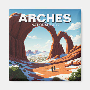 Íman Caminhando de inverno em Moab Utah Arches National