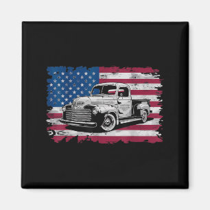 Íman Caminhão Antigo Clássico Bandeira Americana 4 de J