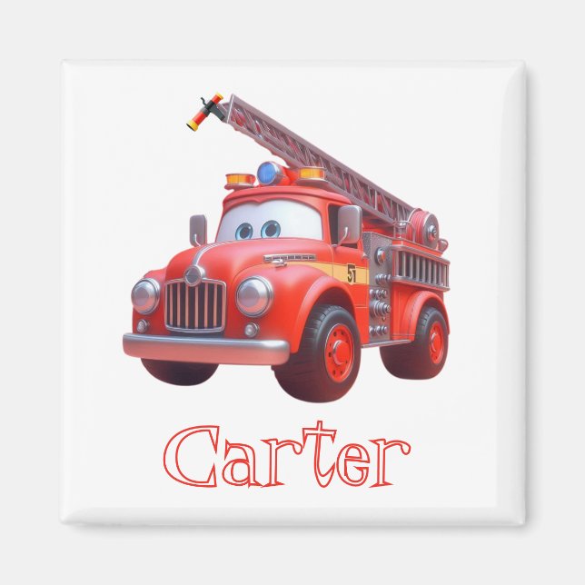 Íman Caminhão de bombeiros fofo (Frente)