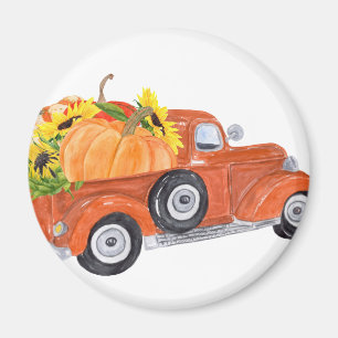 Íman Caminhão de Colheita de Laranja Rusty com Pumpkin