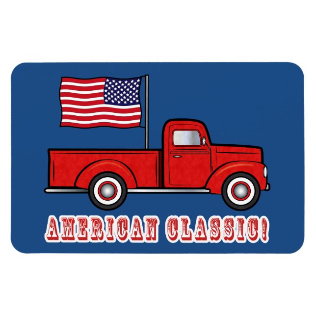 Íman Caminhão e Bandeira Clássicos Americanos (Horizontal)