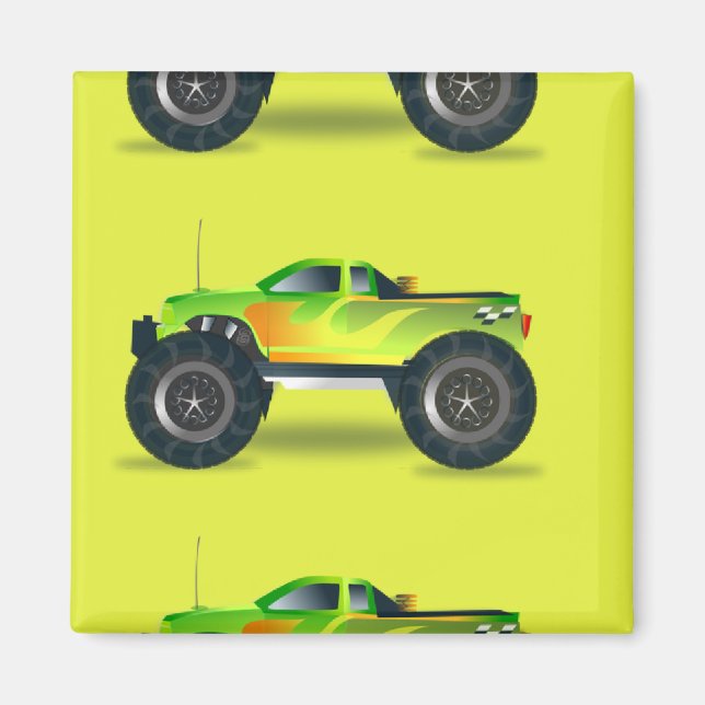 Íman Caminhão monstro no verde limão (Frente)