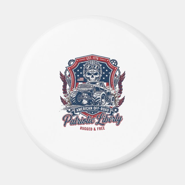 Íman Caminhão Monstro Patriótico 1776 Crânio Off Road P (Frente)