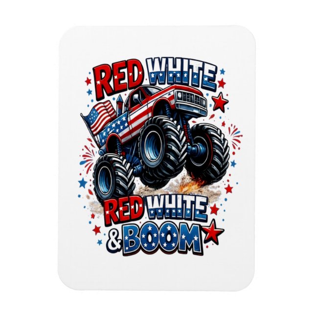 Íman Caminhão Monstro Red White Boom (Vertical)