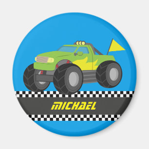 Íman Caminhão Monstro Verde de Corrida Personalizado