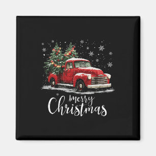 Íman Caminhão Vermelho Antigo Árvore de Natal Feliz Nat