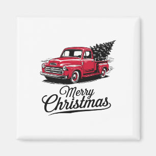 Íman Caminhão Vermelho Natal Árvore de Natal Vintage Na