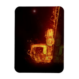 Íman Caminhão Vermelho Queimado em Chamas de Fogo