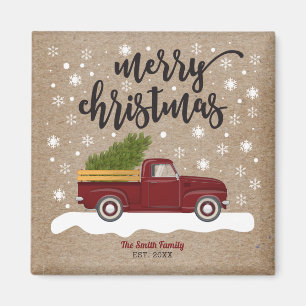 Íman Caminhão Vermelho Vintage com o Retro Árvore de Na