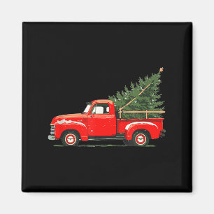 Íman Caminhão Vintage Vermelho Com Árvore Estilo Natal