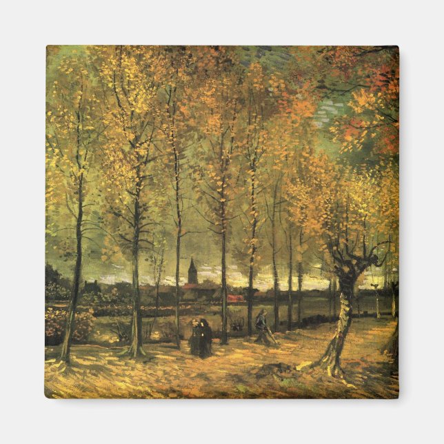 Íman Caminho com Choupos de Vincent van Gogh (Frente)