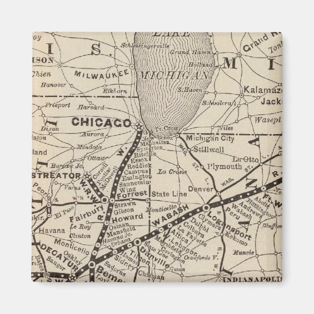 Íman Caminho de Wabash do Mapa (Frente)