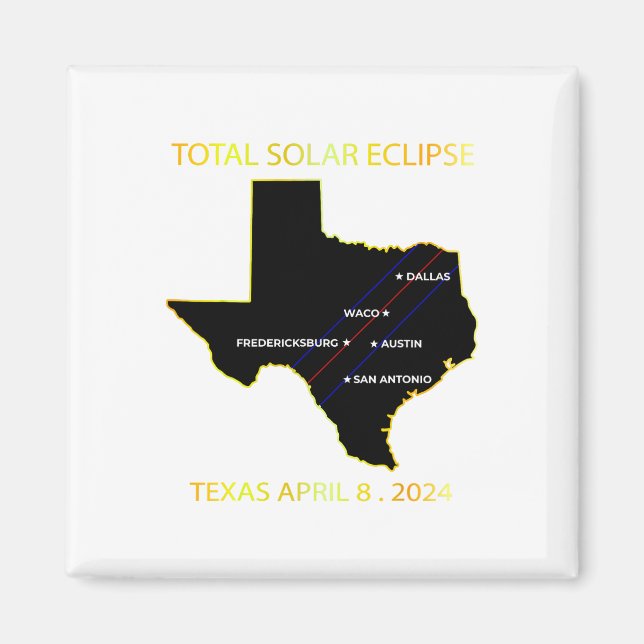 Íman Caminho Do Eclipse Solar 2024 Interative Map Texas (Frente)