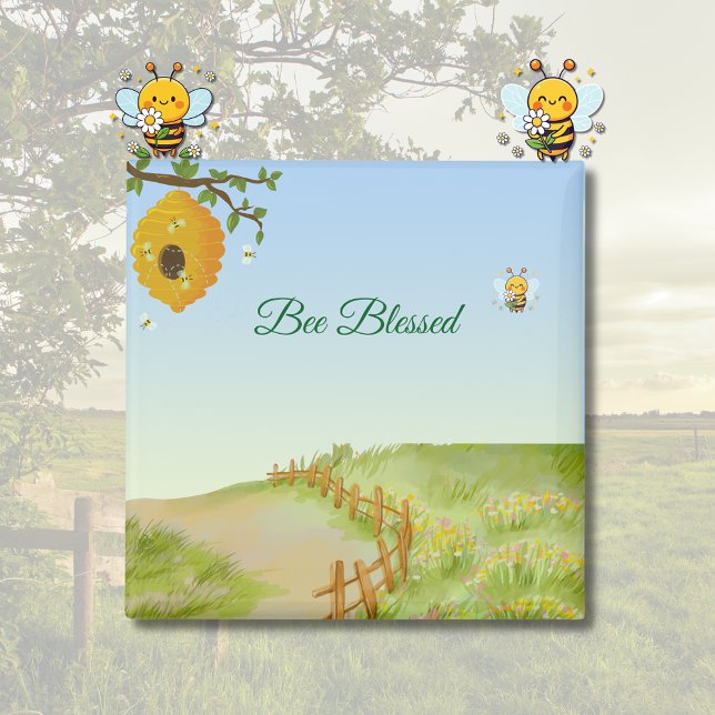 Íman Caminho Rural Abencoado por Abelhas (Bee Blessed Country Path Nature Scene with Buzzing Bees)