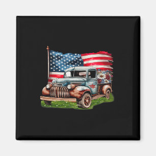 Íman Caminhonete Antiga Bandeira Americana 4 De Julho P