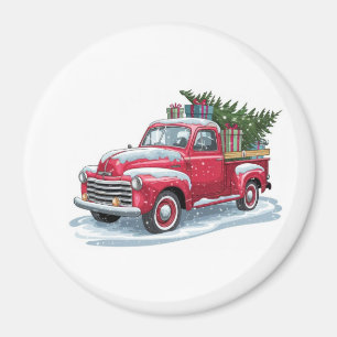 Íman Caminhonete Vermelha e Árvore de Natal