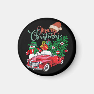 Íman Caminhonete Vermelha Recolhe Árvore de Natal Feliz