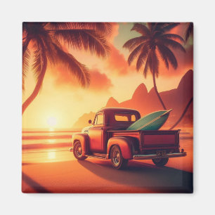 Íman caminhonete vintage tropical/havaiana de surf