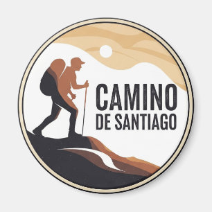 Íman Camino de Santiago Hiker Caminhando Sunset