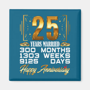 Íman Camisa Anos 25 Casados Aniversário de Casamento 25