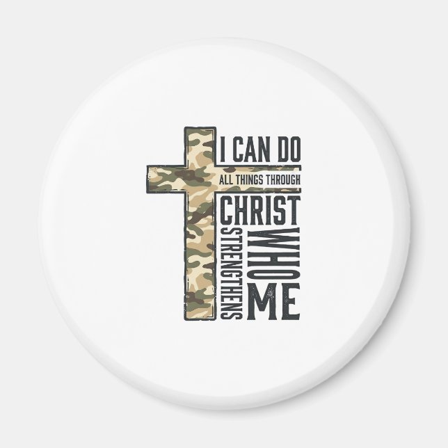 Íman Camisa Cristã Cruz da Fé Posso Fazer Todas as Cois (Frente)
