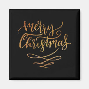 Íman Camisa Cute Gold Brush Script Merry Christmas T