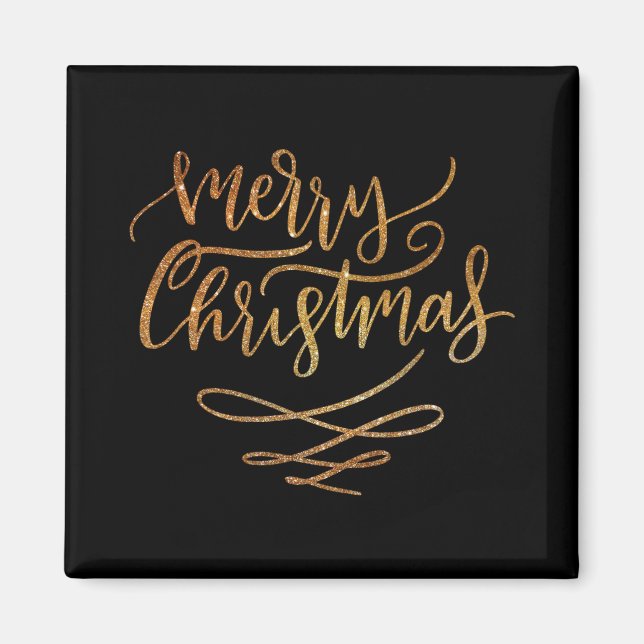 Íman Camisa Cute Gold Brush Script Merry Christmas T  (Frente)