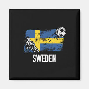 Íman Camisa da bandeira da Suécia Time de futebol sueco