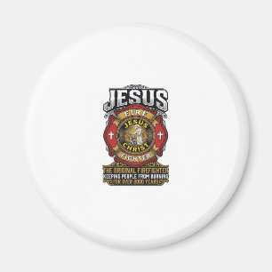 Íman Camisa da Fé Cristã Vintage Jesus Bombeiro