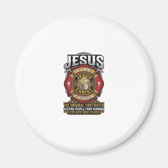 Íman Camisa da Fé Cristã Vintage Jesus Bombeiro (Frente)
