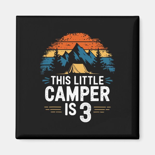 Íman Camisa de acampamento de 3º aniversário para crian (Frente)