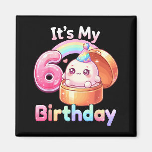 Íman Camisa de Aniversário de 6 anos Menina Doce Bolinh