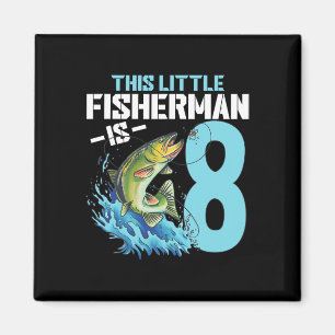 Íman Camisa de aniversário de meninos pescando 8 anos d