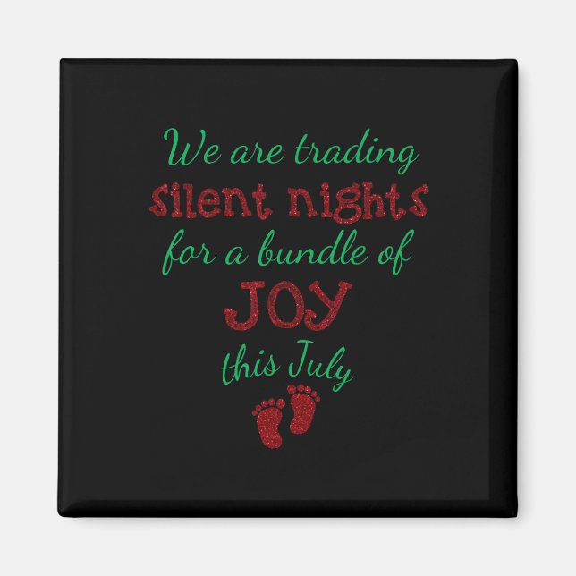Íman Camisa de Anúncio de Gravidez de Natal Data de Nas (Frente)