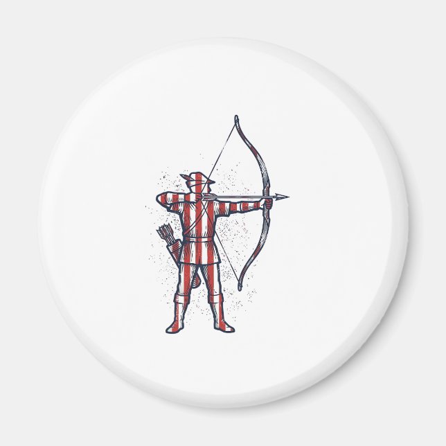Íman Camisa de Caça com Arco e Bandeira Americana Vinta (Frente)