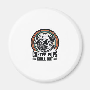 Íman Camisa de Cachorro Café Retro Chill Pug Gráfico_1