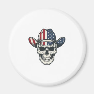 Íman Camisa de caveira de cowboy patriota com gravação 