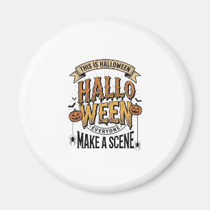 Íman Camisa de Cena de Halloween Gravura Vintage Abóbor