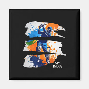 Íman Camisa de críquete da Índia Bandeira Críquete indi