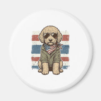 Íman Camisa de desenho de cachorro rabiscado patriótico