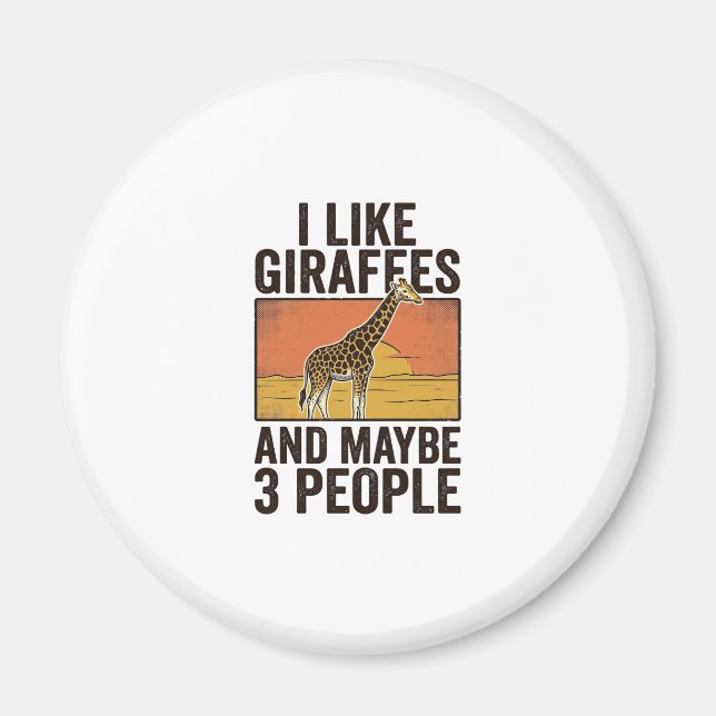 Íman Camisa de Desenho de Girafa Engraçada Vintage (Frente)