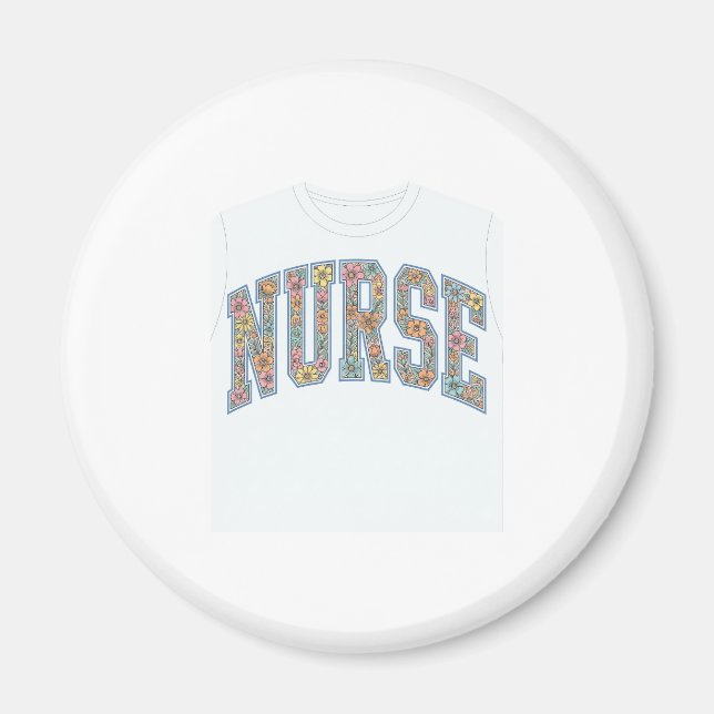 Íman Camisa de Enfermeira com Letras de Universidade Fl (Frente)
