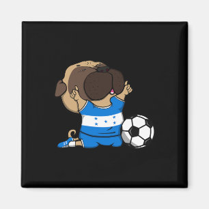 Íman Camisa de Fãs de Futebol de Honduras Pug Dog Futeb