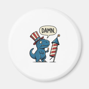 Íman Camisa de Fogo Patriótica Divertida de T-Rex Desig